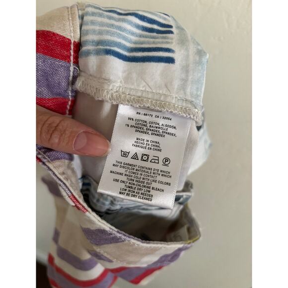 Anthropologie Chino Shorts Women's 25 Relaxed Multi Color Stripes Pockets - Picture 8 of 9